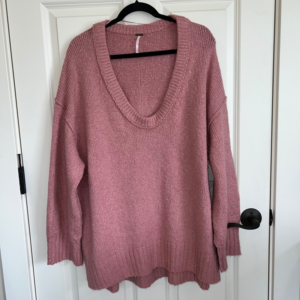 Free People Brookside Slouchy Oversized‎ Tunic Sweater Alpine Rose Size Medium